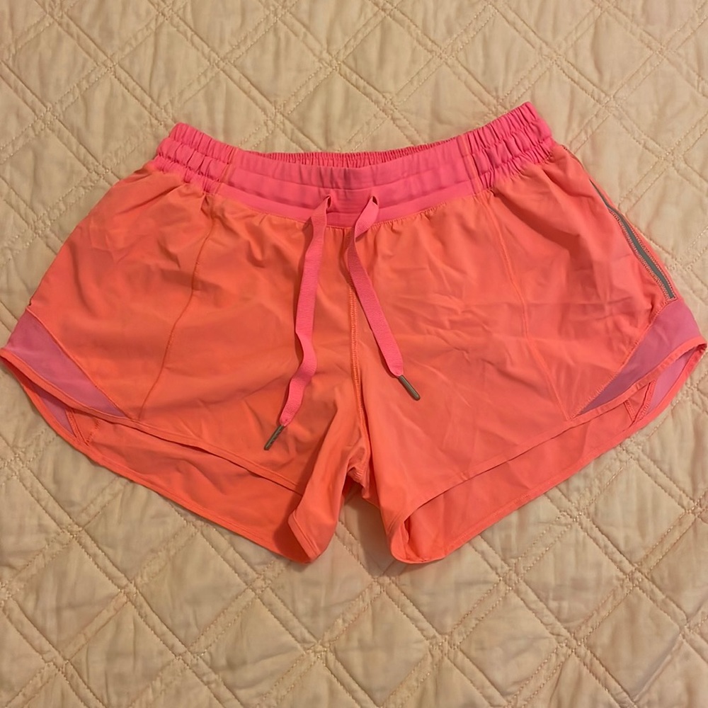 Lululemon highlighter orange/peach shorts